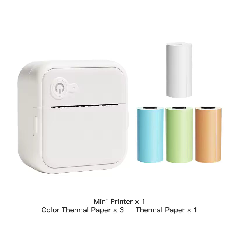 Inkless Portable Mini Thermal Sticker Printer 4-Roll Bundle