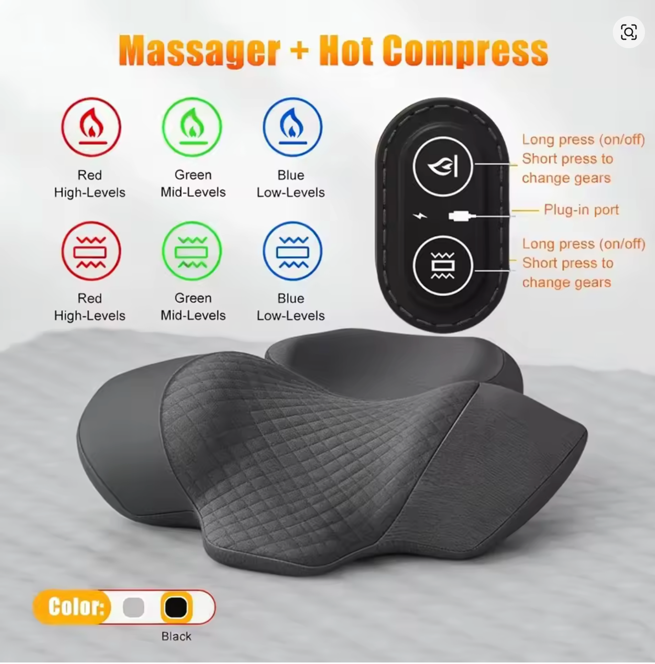 Orthopedic Neck Massager Pillow with Heat & Traction