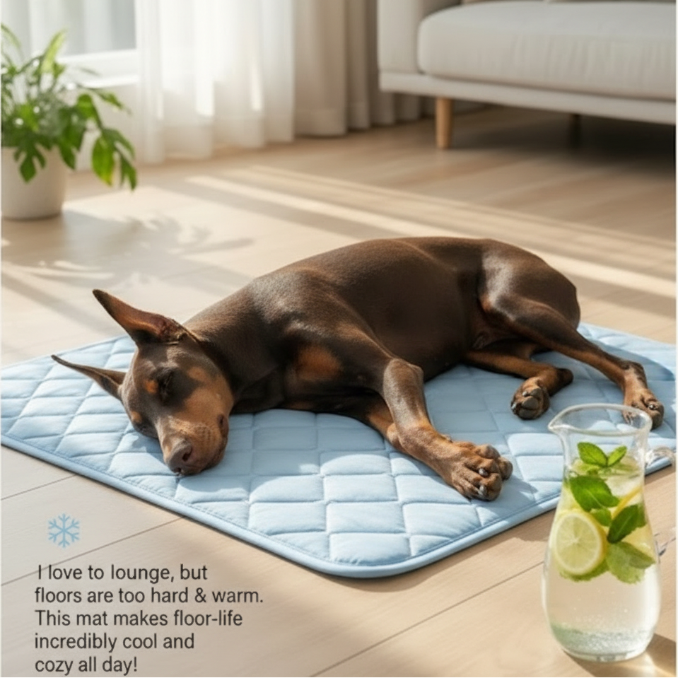 Summer Pet Cooling Mat – Washable Ice Silk Bed Cushion