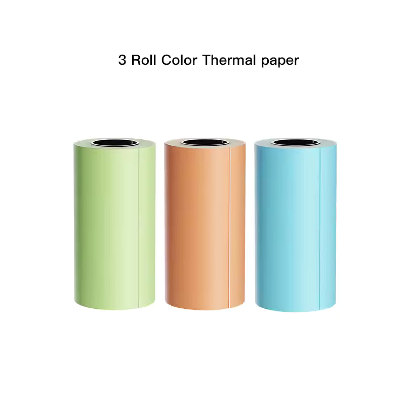 Mini Pocket Printer Thermal Paper Refills – White Sticker Rolls (5-Pack) OR Color Paper Rolls (3-Pack)