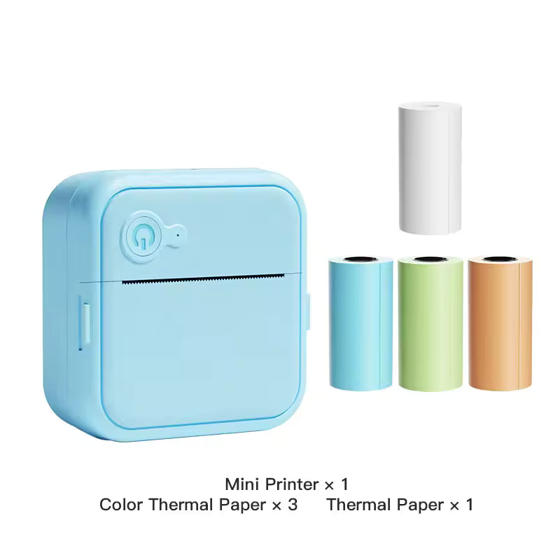 Inkless Portable Mini Thermal Sticker Printer 4-Roll Bundle