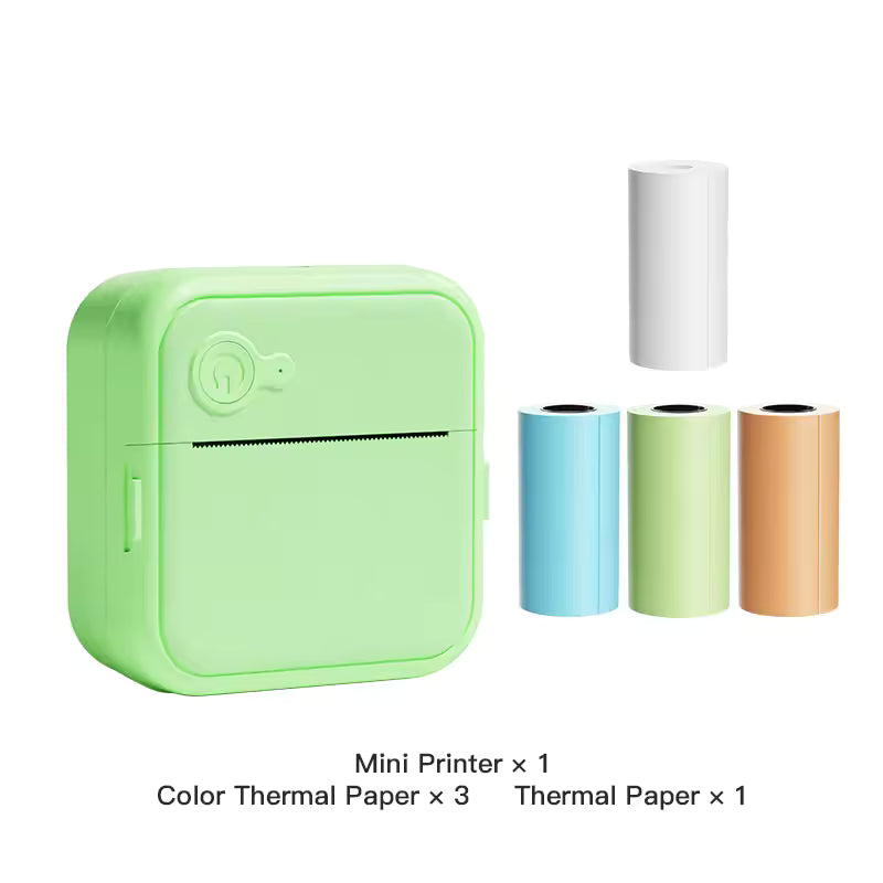 Inkless Portable Mini Thermal Sticker Printer 4-Roll Bundle