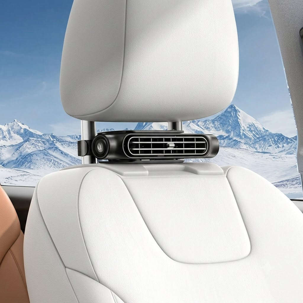 Dual-Turbine Car Seat Headrest Cooling Fan (3-Speed Adjustable)