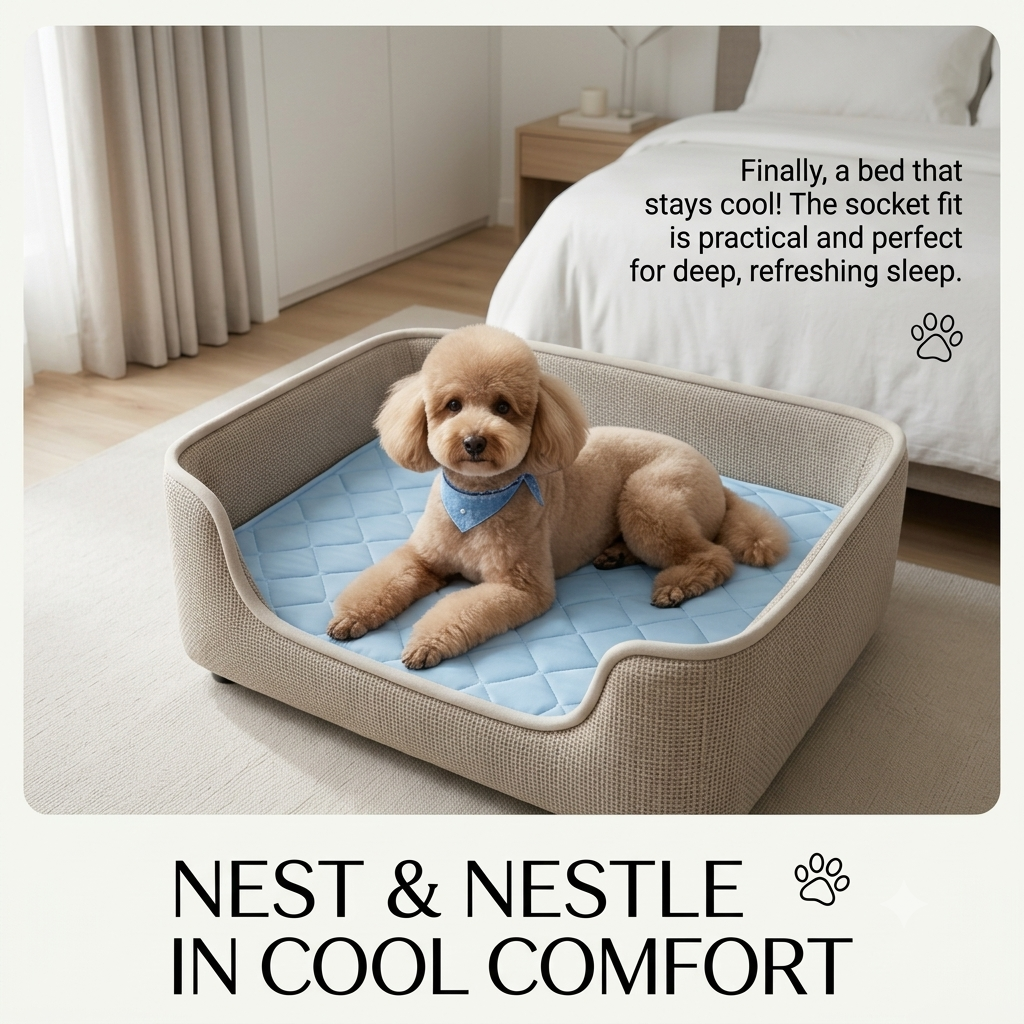 Summer Pet Cooling Mat – Washable Ice Silk Bed Cushion