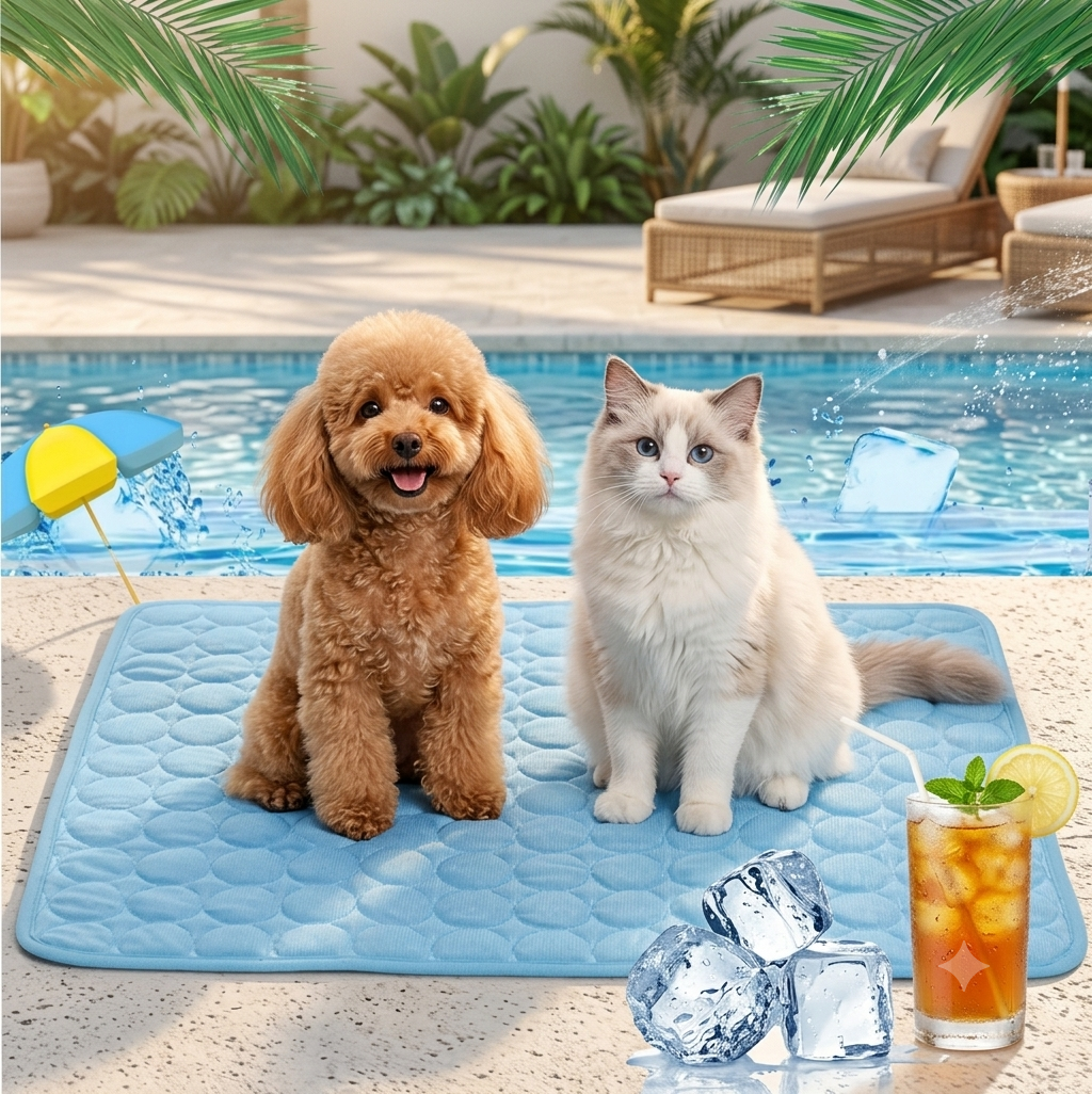 Summer Pet Cooling Mat – Washable Ice Silk Bed Cushion