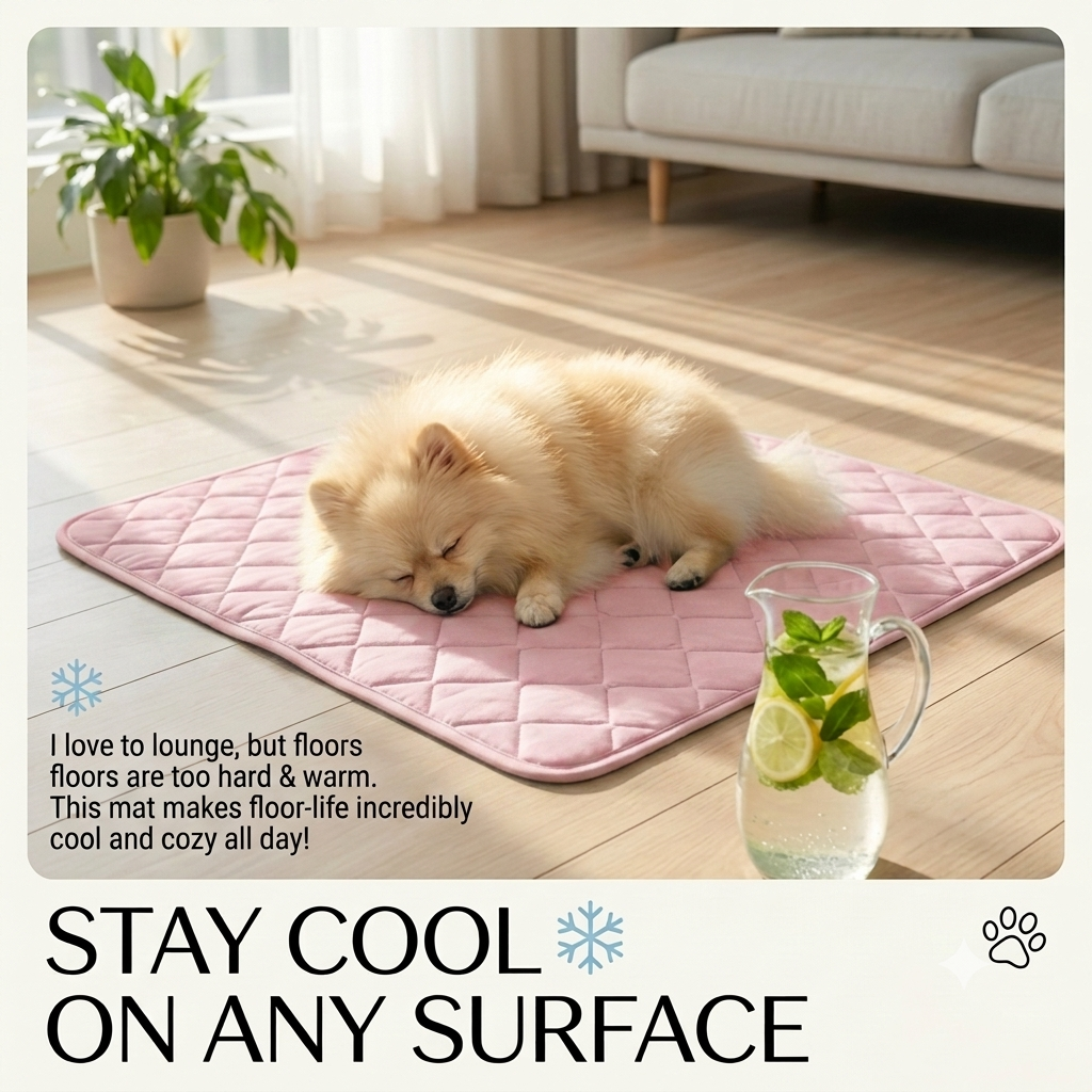 Summer Pet Cooling Mat – Washable Ice Silk Bed Cushion