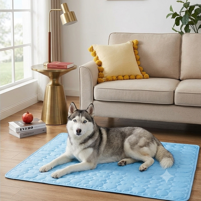 Summer Pet Cooling Mat – Washable Ice Silk Bed Cushion