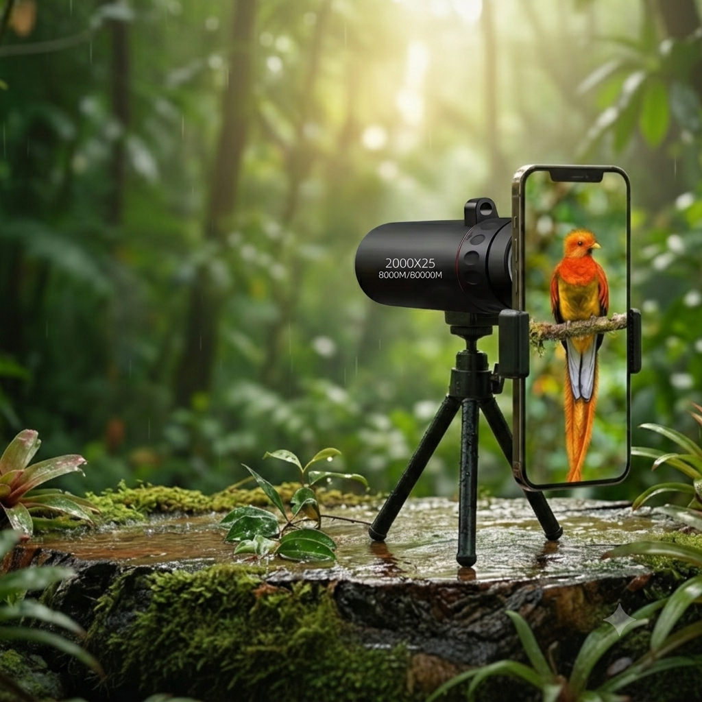 High-definition Compact Monocular Telescope with Phone Clip