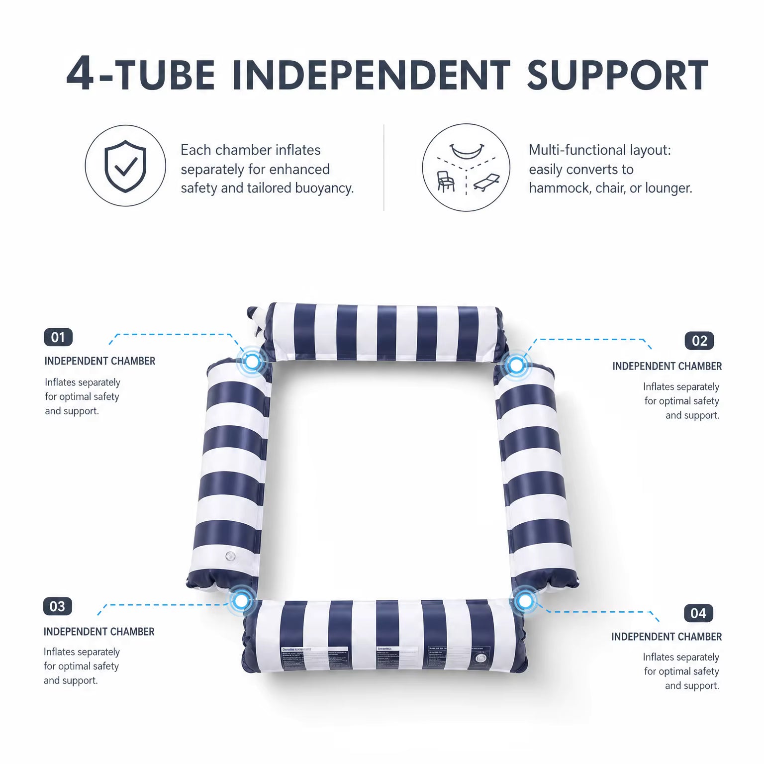 Foldable Inflatable Pool Float Hammock (125cm x 70 cm)