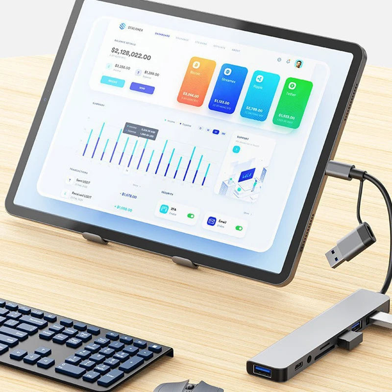 7-in-1 Dual USB-C & USB-A Smart Docking Station Hub