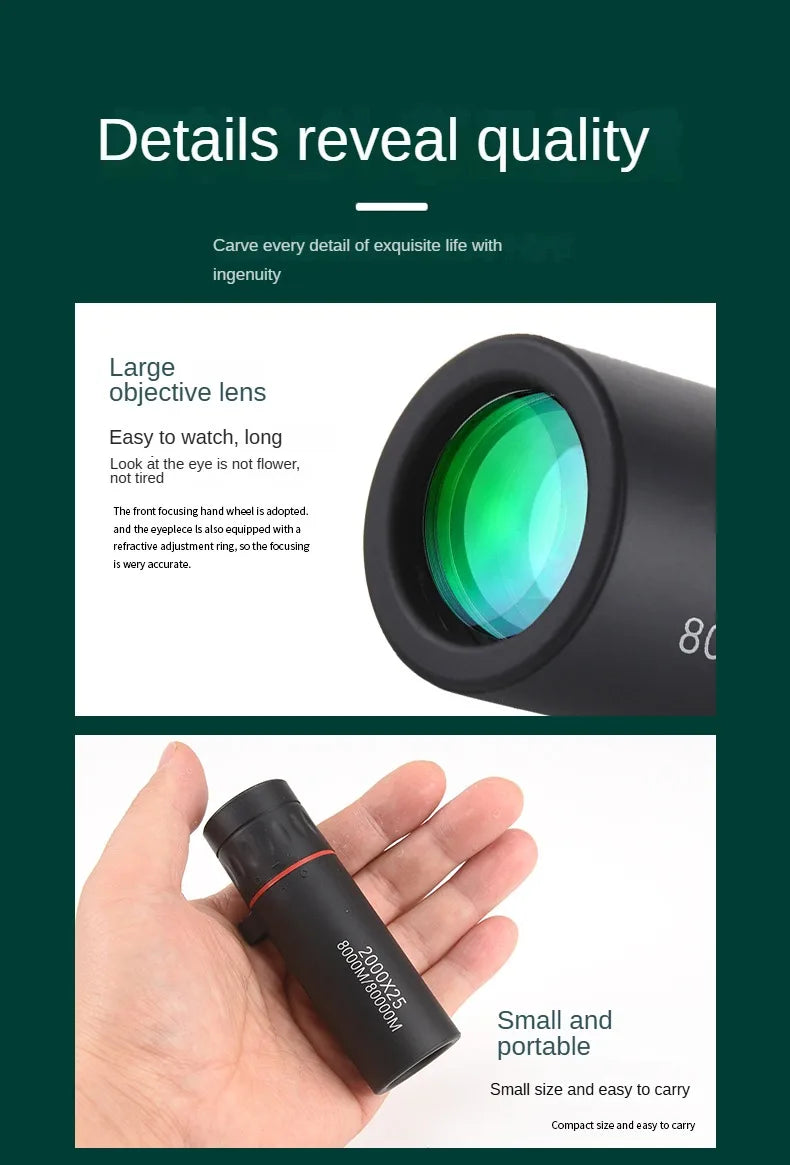 High-definition Compact Monocular Telescope with Phone Clip