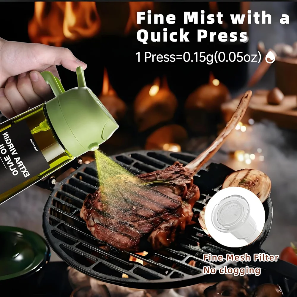 Leak-Proof Glass Oil Dispenser & Spray Bottle (2-Pack)