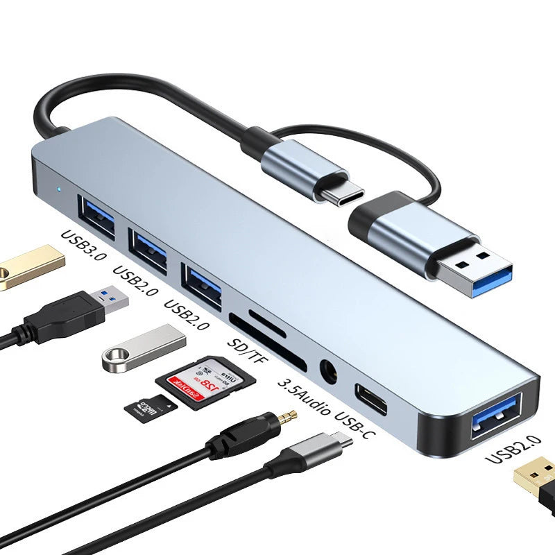 7-in-1 Dual USB-C & USB-A Smart Docking Station Hub