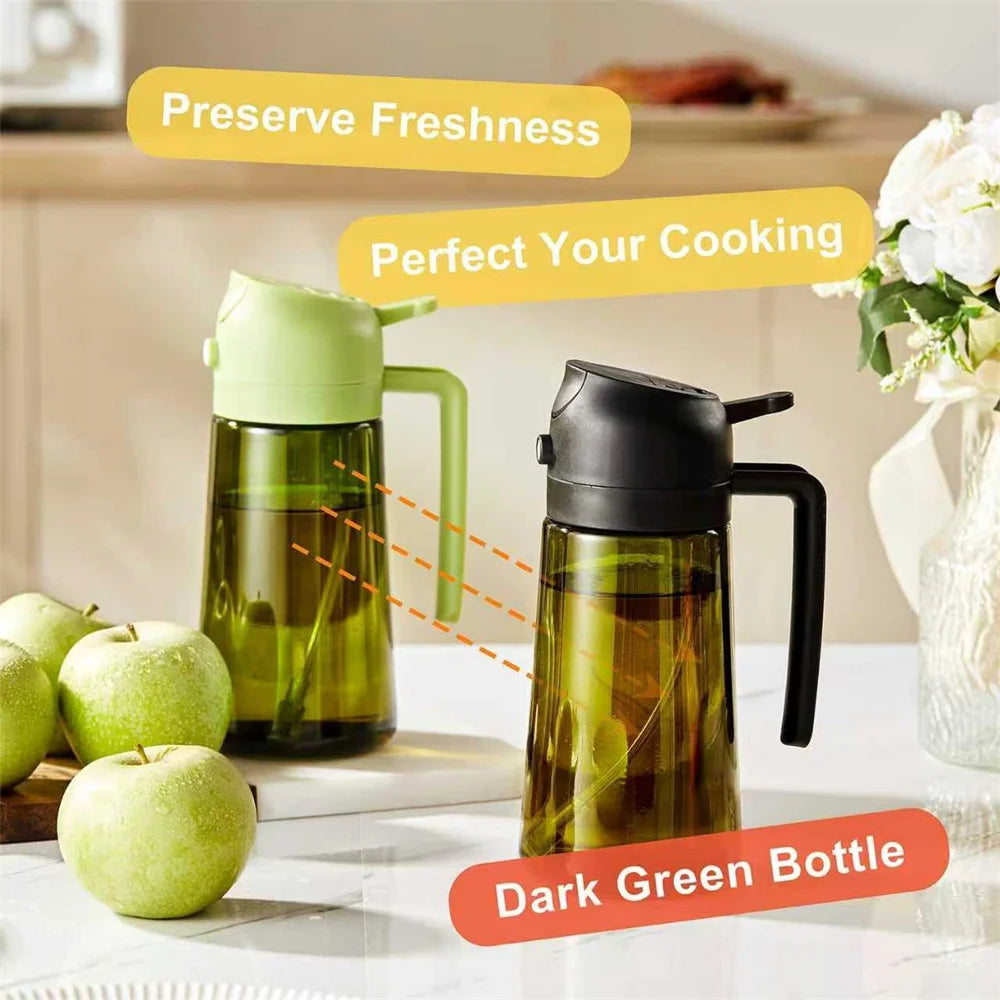 Leak-Proof Glass Oil Dispenser & Spray Bottle (2-Pack)
