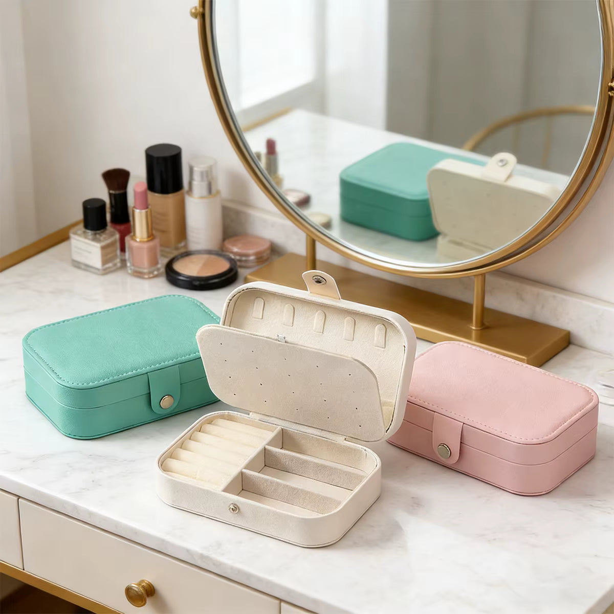 Premium Leather Travel Jewelry Organizer – Compact, Tangle-Free Storage