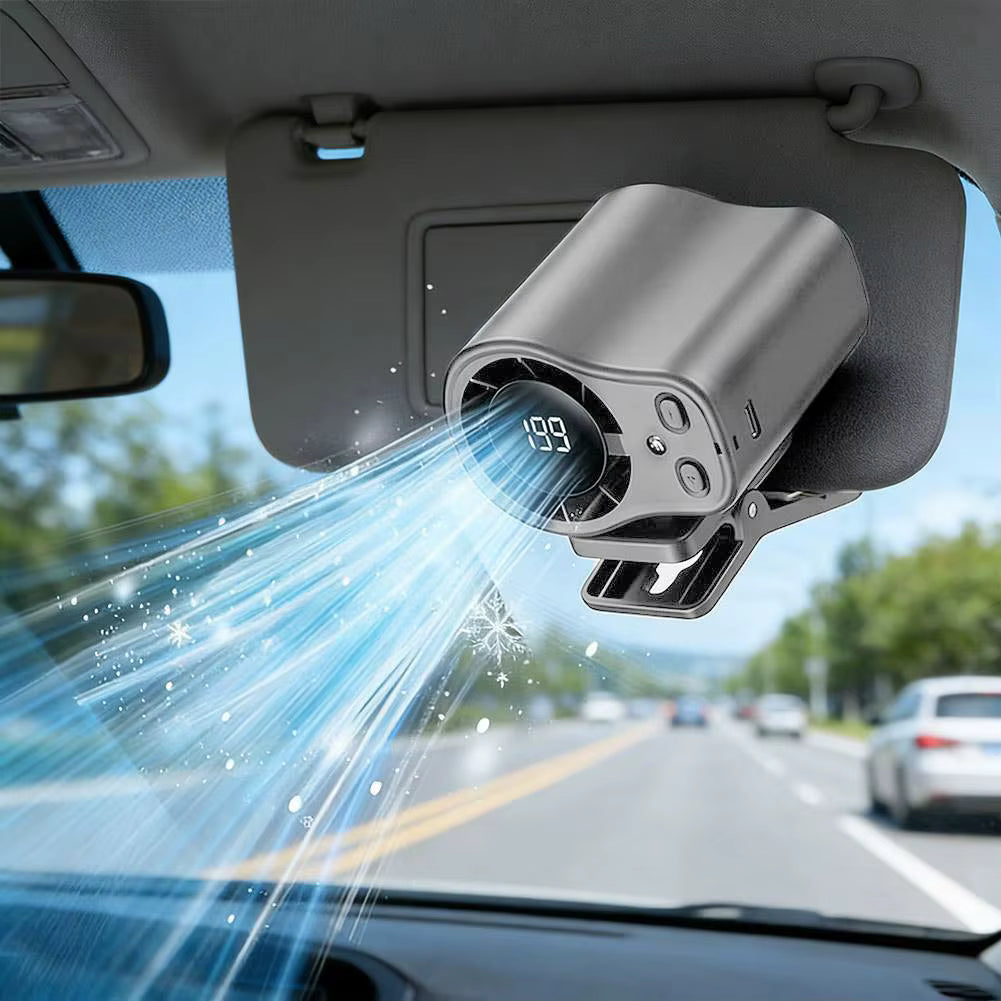 Car Clip on Cooling Fan with LED Display 4-in-1