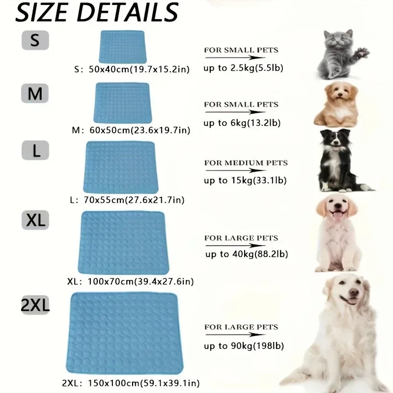 Summer Pet Cooling Mat – Washable Ice Silk Bed Cushion