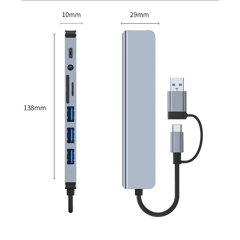 7-in-1 Dual USB-C & USB-A Smart Docking Station Hub