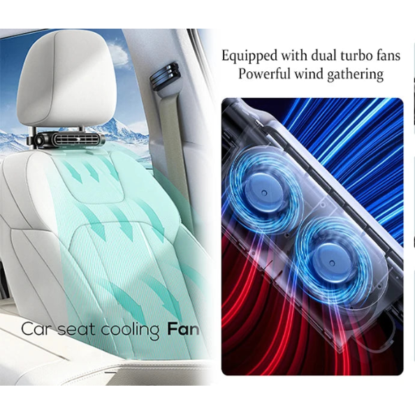 Dual-Turbine Car Seat Headrest Cooling Fan (3-Speed Adjustable)