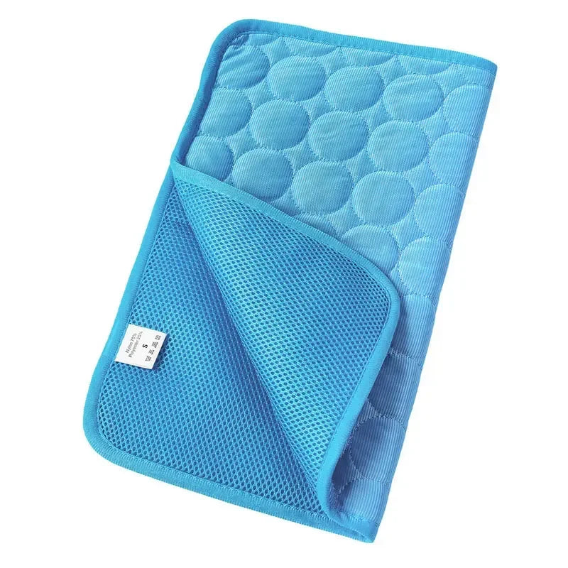 Summer Pet Cooling Mat – Washable Ice Silk Bed Cushion