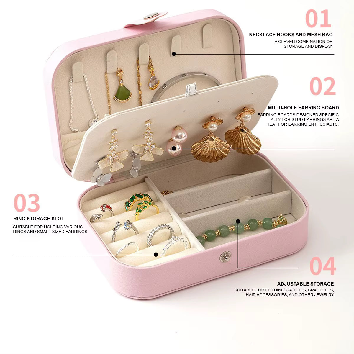 Premium Leather Travel Jewelry Organizer – Compact, Tangle-Free Storage