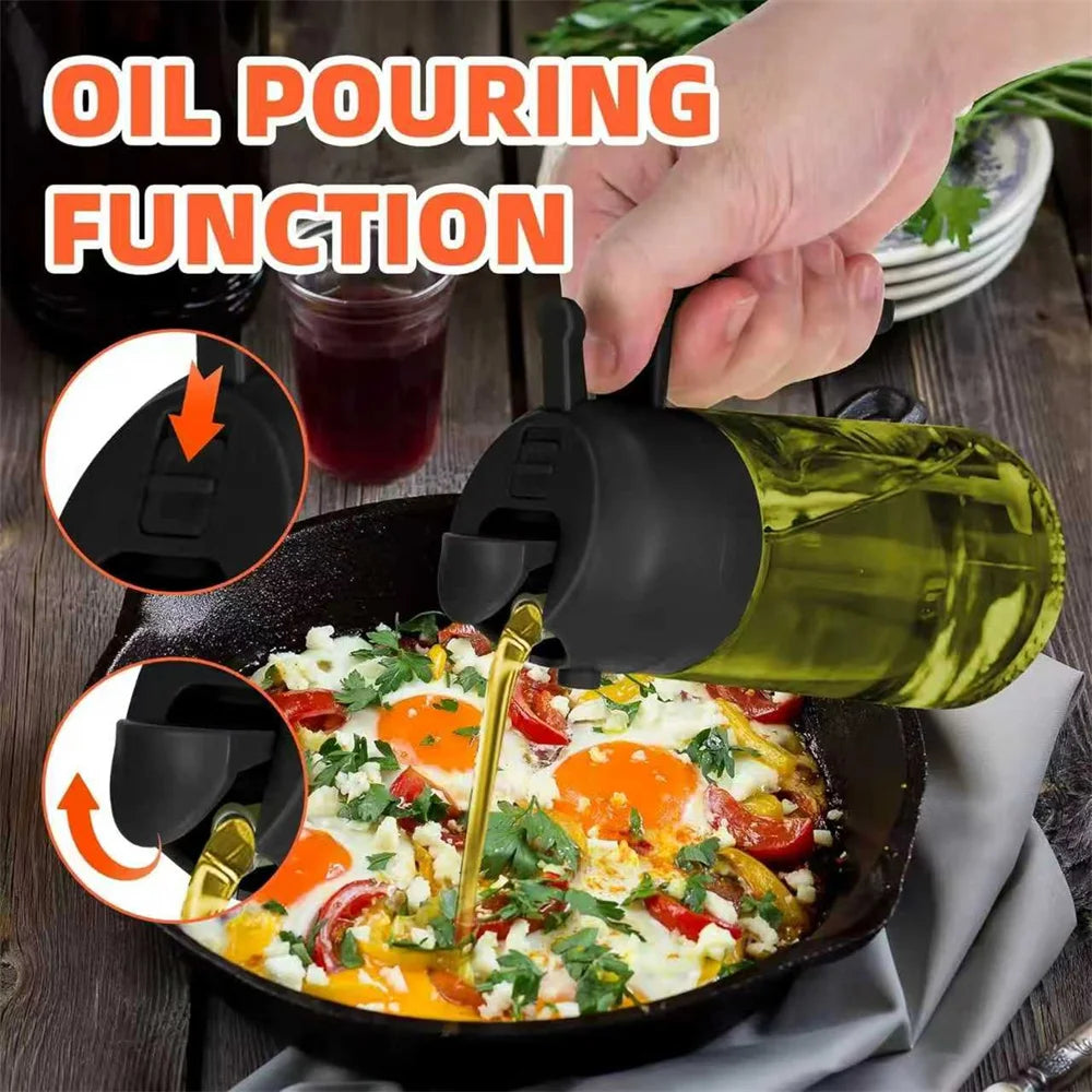 Leak-Proof Glass Oil Dispenser & Spray Bottle (2-Pack)